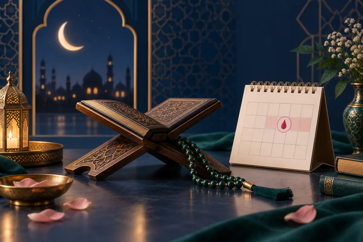 مصحف وتقويم في تصميم هادئ عن آية المحيض